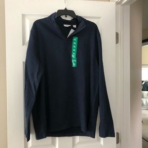 Men Dark Blue Quarter Zip Pullover